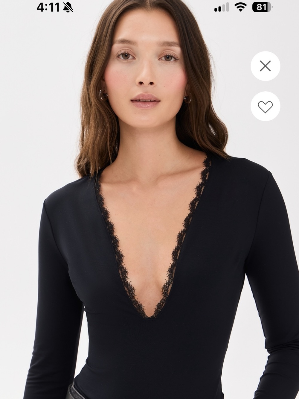 Fleur du Mal Black Margo Lace Long Sleeve Bodysuit Size Medium